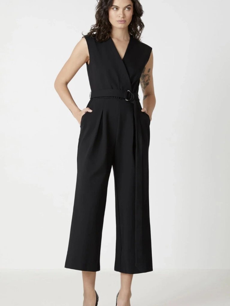 Bcbgmaxazria Kyrie Surplice Jumpsuit Xl Black